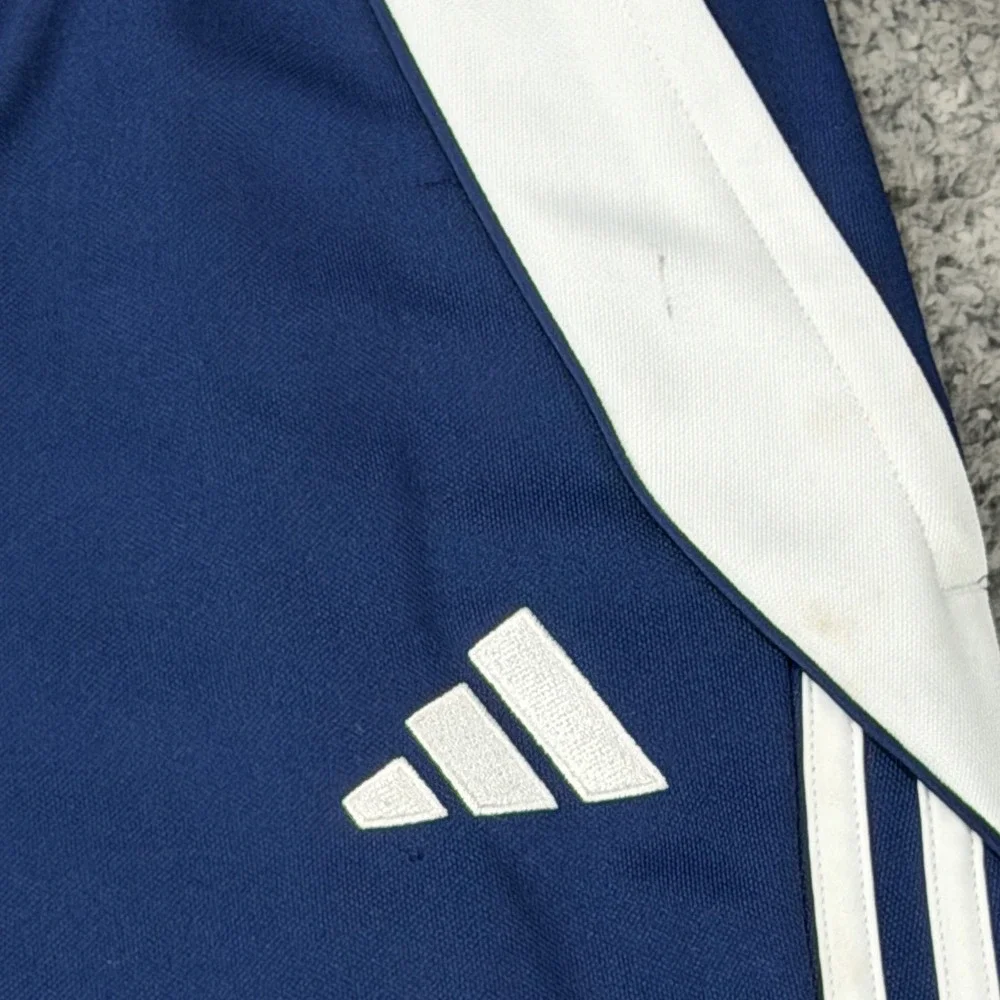 Adidas Men's Size Small Aeroready Track Pants‎ Navy Blue White Stripes Zippers